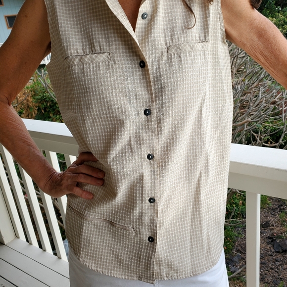 Sleeveless Casual Button Down Shirt by SPORTIF USA - Picture 7 of 14